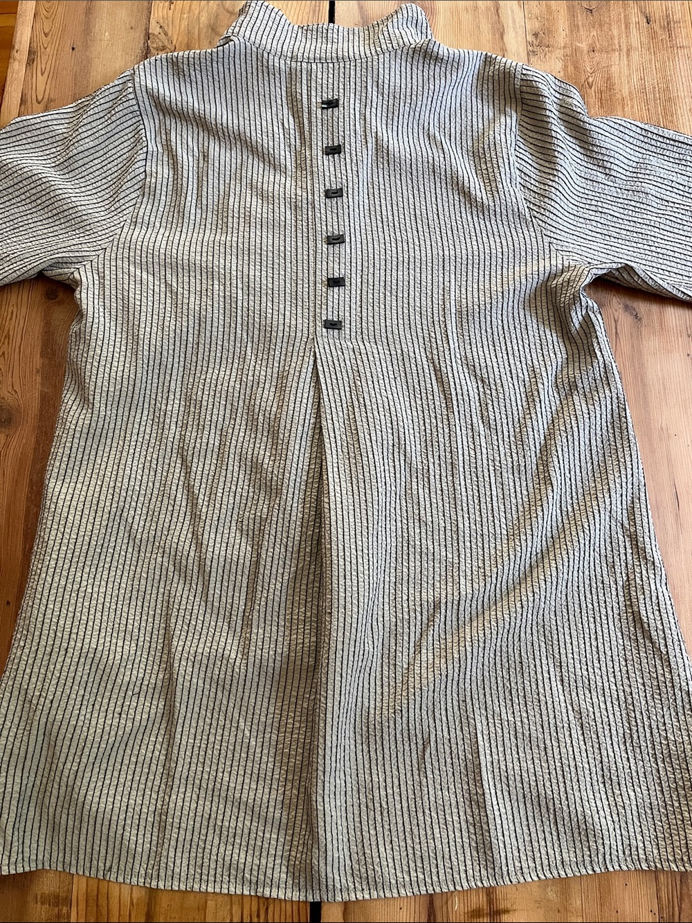 HABITAT Green w/ Black Stripe Tunic Top Button Detailing Front & Back